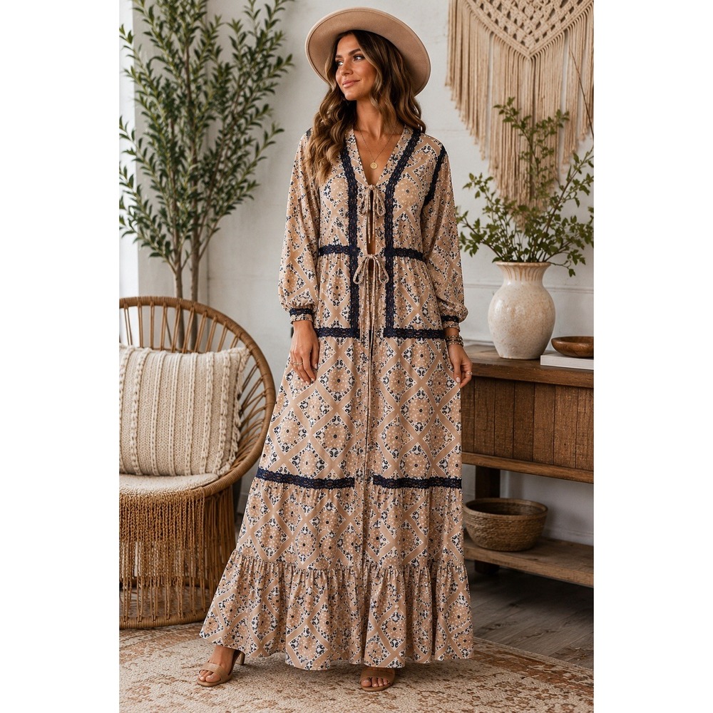 GiGiO USA Duster Cardigan L NWT Bandana Paisley Lace Boho Western Maxi 56"
